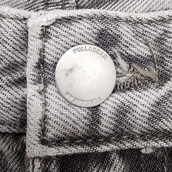 NEW Pull & Bear Jeans Womens 10 Gray High Rise Straight Leg Raw Hem Stretch - Picture 2 of 16